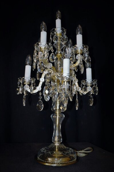 9-ti plamenná vysoká křišťálová lampa na stůl - Kandelábr TL34273-9