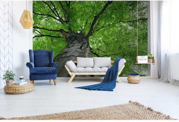DIMEX | Vliesové fototapety na zeď Koruna stromu MS-5-0101 | 375 x 250 cm| šedá, zelená
