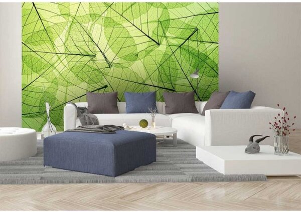 DIMEX | Vliesové fototapety na zeď Žilky listů MS-5-0111 | 375 x 250 cm| zelená