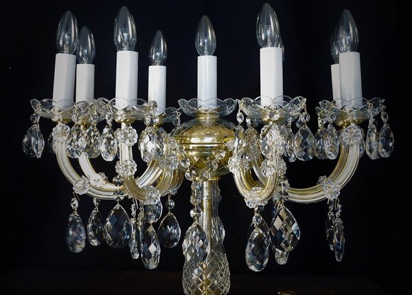 9-ti plamenná masivní křišťálová stolní lampa - Kandelábr TL34272-9
