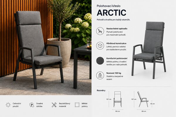 Doppler ARCTIC polohovací zahradní křeslo Doppler