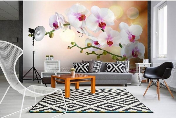 DIMEX | Vliesové fototapety na zeď Bílá orchidej MS-5-0147 | 375 x 250 cm| bílá, zelená, růžová, oranžová