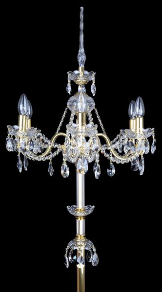DBK GLASS 6-ti ramenná křišťálová stojací lampa s kovovými rameny a křišťálovými mandlemi AK-5030-6-S