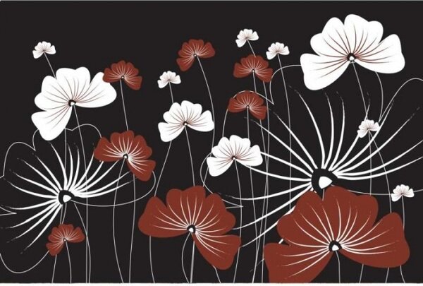 DIMEX | Vliesové fototapety na zeď Květiny na černém pozadí MS-5-0156 | 375 x 250 cm| hnědá