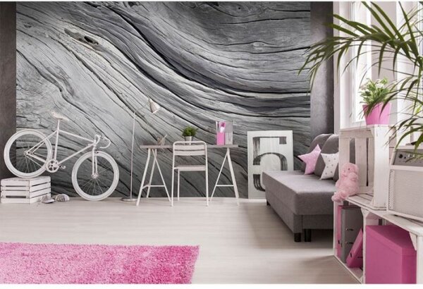 DIMEX | Vliesové fototapety na zeď Struktura stromu MS-5-0160 | 375 x 250 cm| šedá