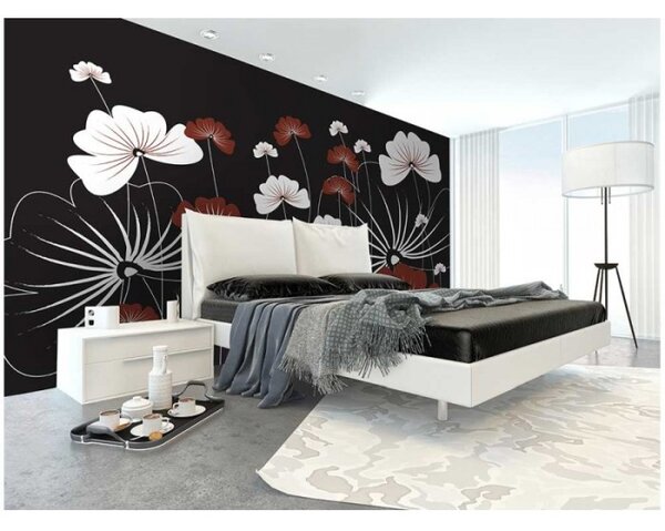 DIMEX | Vliesové fototapety na zeď Květiny na černém pozadí MS-5-0156 | 375 x 250 cm| hnědá