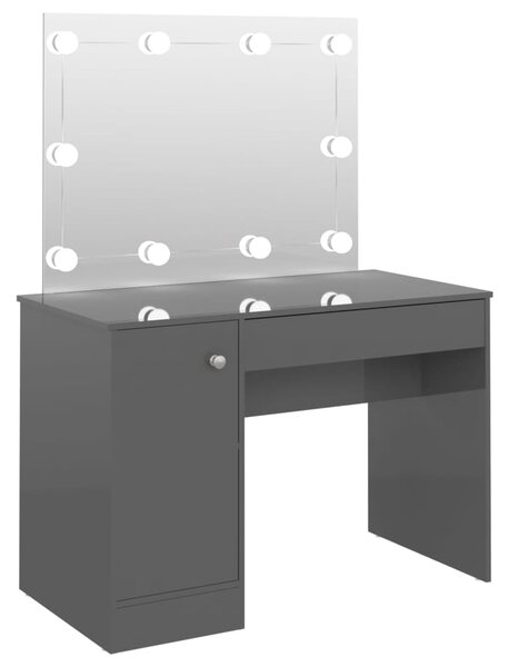 Toaletní stolek s LED světly - 110x55x145 cm | zářivě šedý