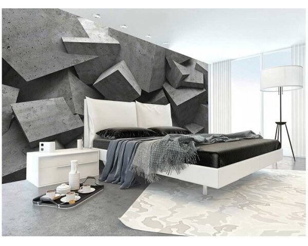 DIMEX | Vliesové fototapety na zeď 3D betonové kvádry MS-5-0176 | 375 x 250 cm| šedá
