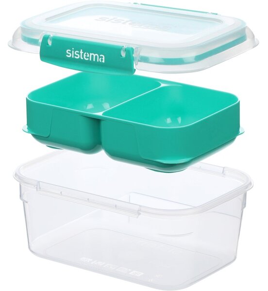 Sistema Sada 4 ks Dělený vodotěsný box na jídlo To Go STAX 2x 2,2 l, 2x 1 l, zelená