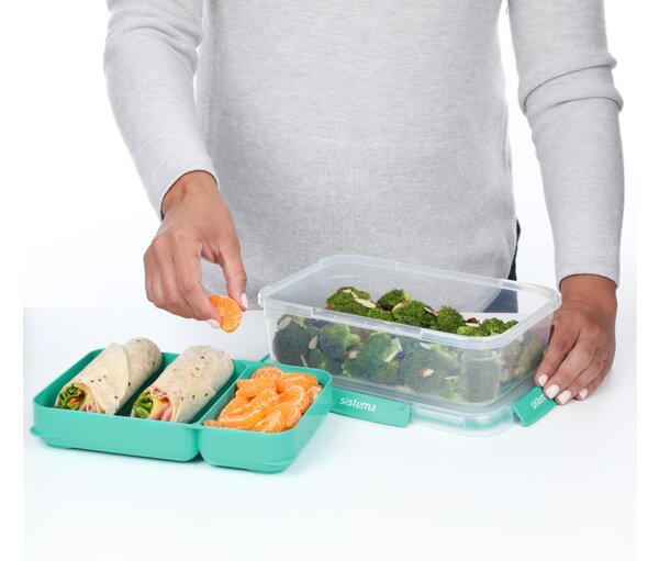Sistema Dělený vodotěsný box na jídlo To Go STAX, 2,2 l, zelená