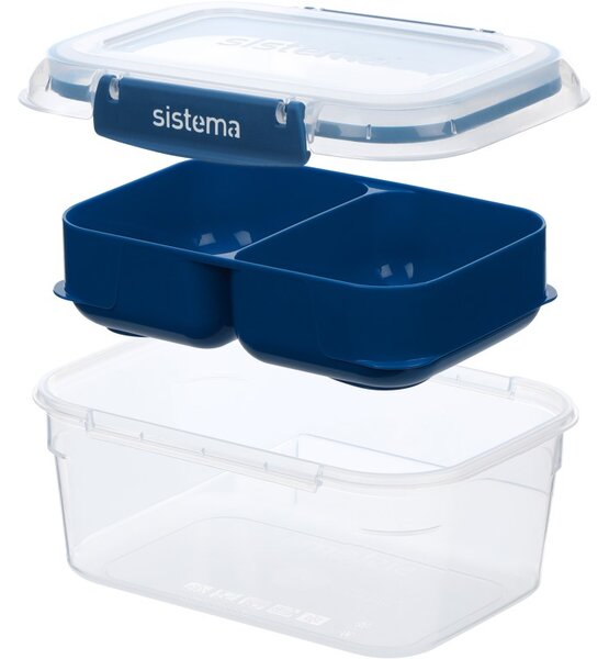 Sistema Sada 3 ks Dělený vodotěsný box na jídlo To Go STAX 1 l, modrá