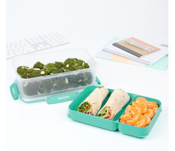 Sistema Dělený vodotěsný box na jídlo To Go STAX, 2,2 l, zelená