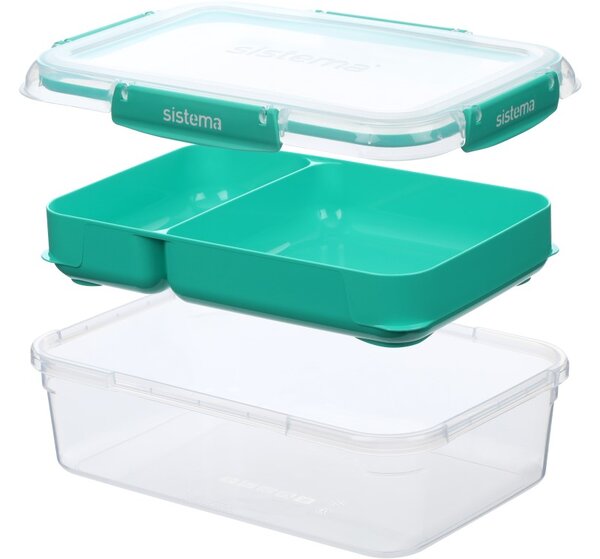 Sistema Sada 4 ks Dělený vodotěsný box na jídlo To Go STAX 2x 2,2 l, 2x 1 l, zelená