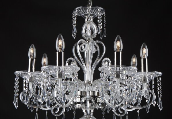 Stříbrný křišťálový lustr s 8 rameny ve stylu Baccarat L434-8-03N