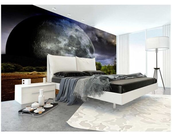 DIMEX | Vliesové fototapety na zeď Měsíc MS-5-0185 | 375 x 250 cm| šedá, zelená, hnědá