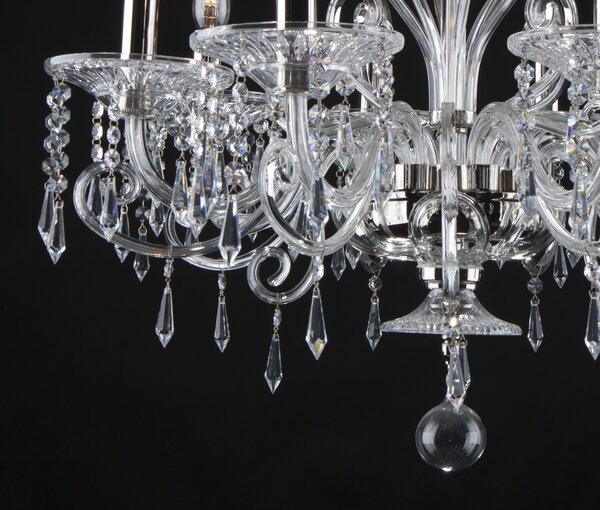 Stříbrný křišťálový lustr s 8 rameny ve stylu Baccarat L434-8-03N