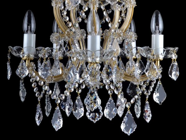 DBK GLASS 5-ti plamenný lustr Marie Terezie s broušenými miskami a ověsy ve francouzském stylu 8010-5-S