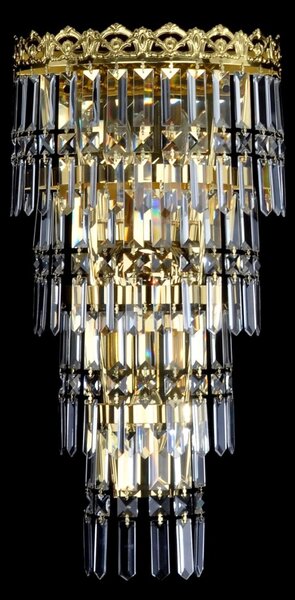 DBK GLASS Velké nástěnné světlo se 3 žárovkami, broušenými prizmami a čtvercovými kameny N-7600-3-S