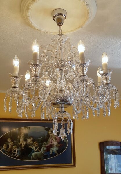 Stříbrný 8-mi ramenný křišťálový lustr ve stylu Bohemian Baccarat BMK5574-8-62x65cm-NK