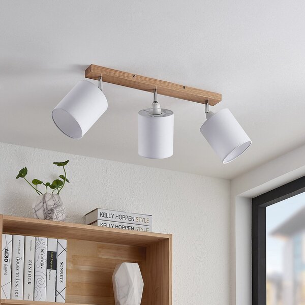 Stropní Lampa Lindby, Imarin, stmívatelné, Dřevo, Obývací pokoj, Dřevo, Skandinávský