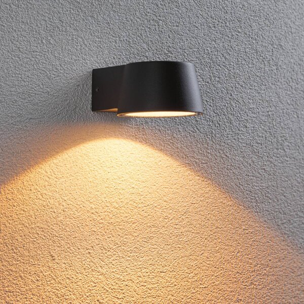 Paulmann LED venkovní nástěnné svítidlo Capea, antracitová, hliník, IP44, Černá, Hliník, Moderní