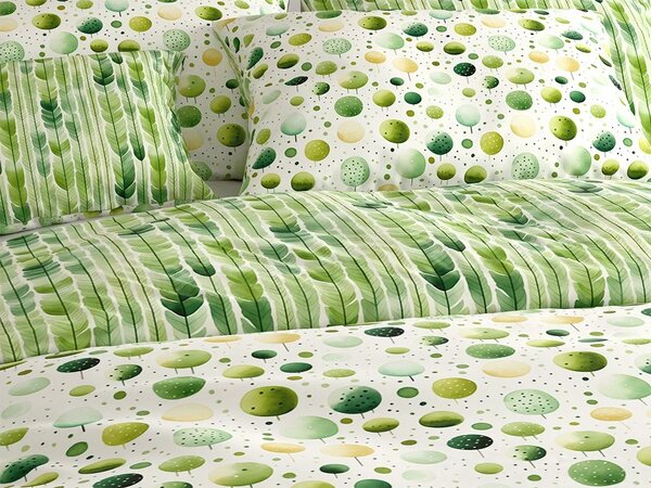 Sada povlečení z polybavlny GREEN TREES POLY zelené + povlak na polštář 50 x 70 cm ZDARMA