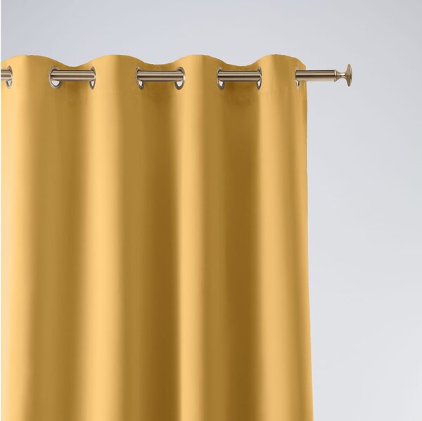 Room99 Hotový závěs na kroužcích AURA Barva: Hořčicová/Zlatá, Velikost: 140 x 250 cm