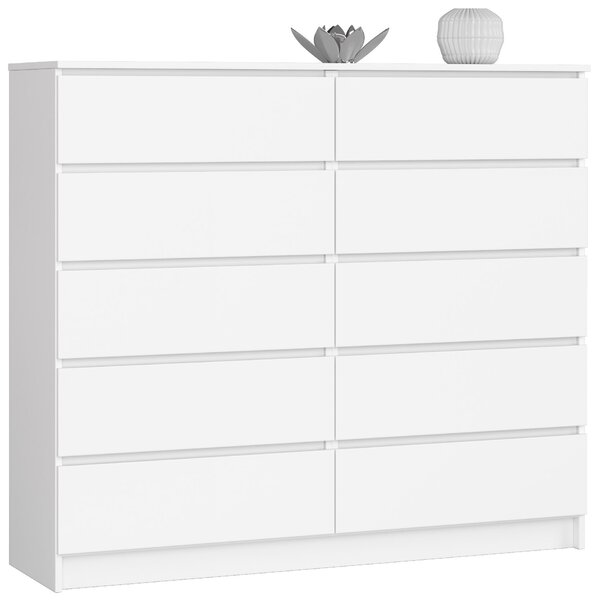 Ak furniture Komoda Kuba 140 cm 10 šuplíků bílá