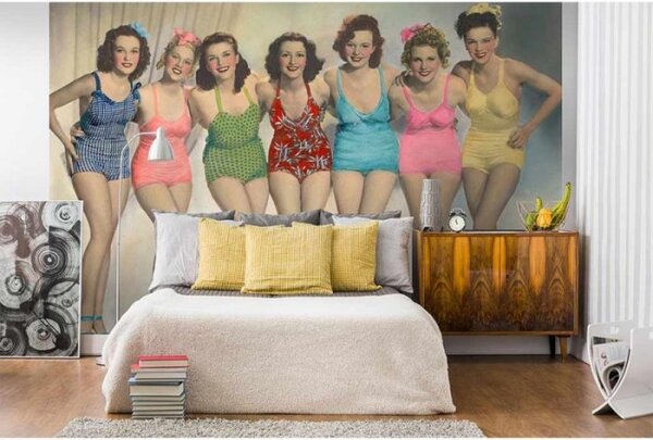 DIMEX | Vliesové fototapety na zeď Šarmantní dámy MS-5-0259 | 375 x 250 cm| krémová, vícebarevná