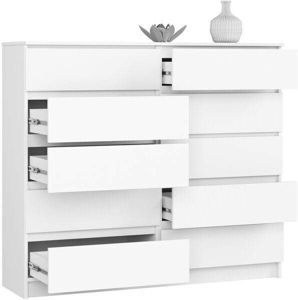 Ak furniture Komoda Kuba 140 cm 10 šuplíků bílá