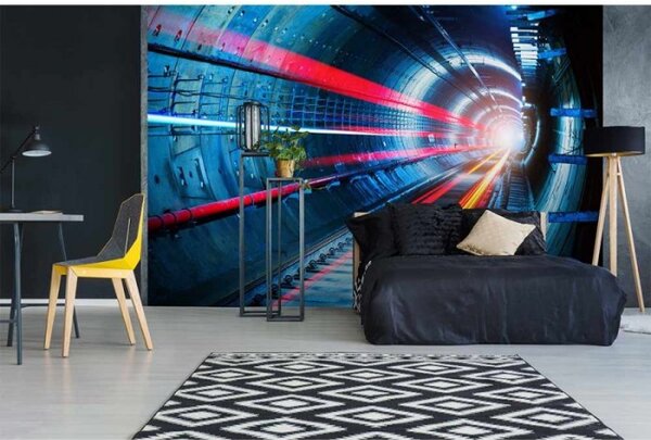 DIMEX | Vliesové fototapety na zeď Tunel MS-5-0267 | 375 x 250 cm| modrá, červená