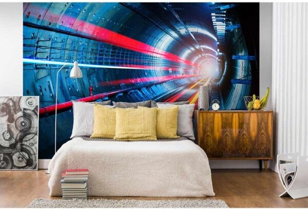 DIMEX | Vliesové fototapety na zeď Tunel MS-5-0267 | 375 x 250 cm| modrá, červená