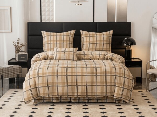 Mikroplyšové povlečení PLAID krémové Rozměr povlečení: 70 x 90 cm | 140 x 200 cm