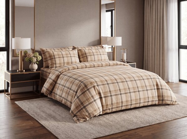 Mikroplyšové povlečení PLAID krémové Rozměr povlečení: 70 x 90 cm | 140 x 200 cm