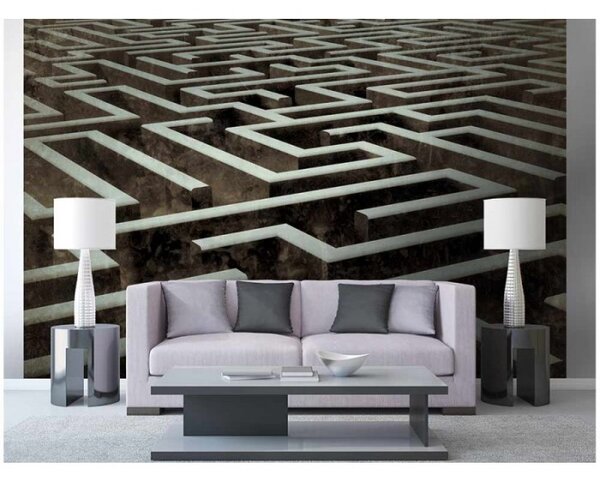 DIMEX | Vliesové fototapety na zeď 3D labyrint MS-5-0279 | 375 x 250 cm| hnědá, šedá