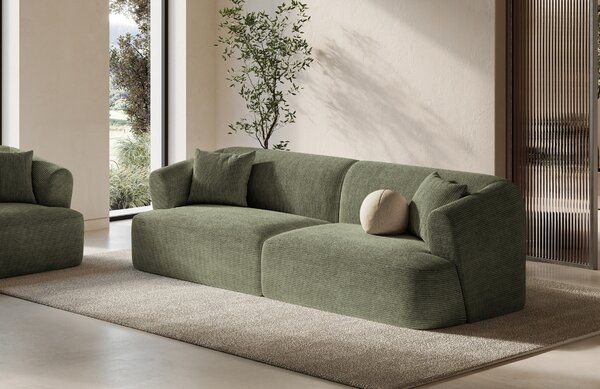-25 % Dny MOMENTI– Cosmopolitan Design Zelená manšestrová čtyřmístná pohovka Campi 255 cm