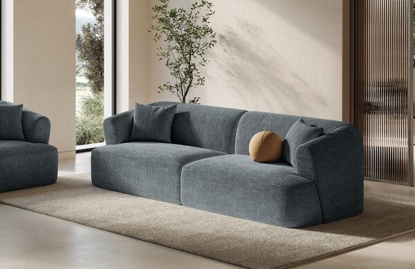 -25 % Dny MOMENTI– Cosmopolitan Design Šedá manšestrová čtyřmístná pohovka Campi 255 cm