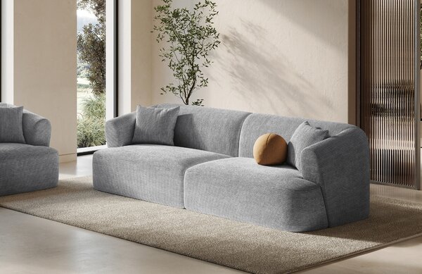 -25 % Dny MOMENTI– Cosmopolitan Design Světle šedá manšestrová čtyřmístná pohovka Campi 255 cm