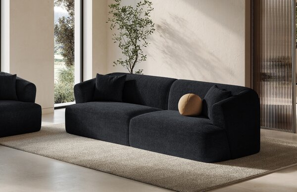 -25 % Dny MOMENTI– Cosmopolitan Design Černá manšestrová čtyřmístná pohovka Campi 255 cm