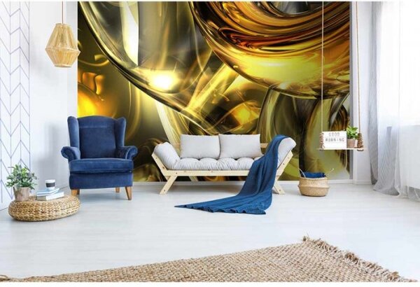 DIMEX | Vliesové fototapety na zeď Zlatý abstrakt MS-5-0291 | 375 x 250 cm| zlatá, černá