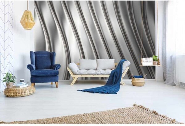 DIMEX | Vliesové fototapety na zeď Kovové pásy MS-5-0299 | 375 x 250 cm| bílá, šedá
