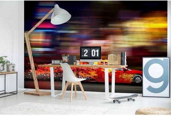 DIMEX | Vliesové fototapety na zeď Závodní auto MS-5-0309 | 375 x 250 cm| červená, žlutá, černá