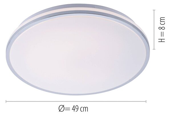 JUST LIGHT. GmbH Stropní svítidlo LED Isabell, Ø 49 cm, Chrom / stříbro, Koupelna, Plast, Moderní