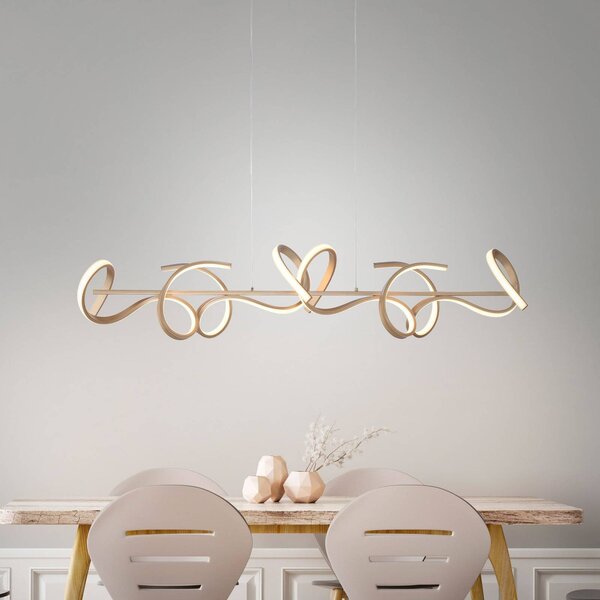 JUST LIGHT. GmbH Závěsné svítidlo LED Curls, mosaz, kov, délka 99 cm, stmívatelné, stmívatelný, Bronz / starožitná mosaz, Obývací pokoj / jídelna, Hliník, Moderní