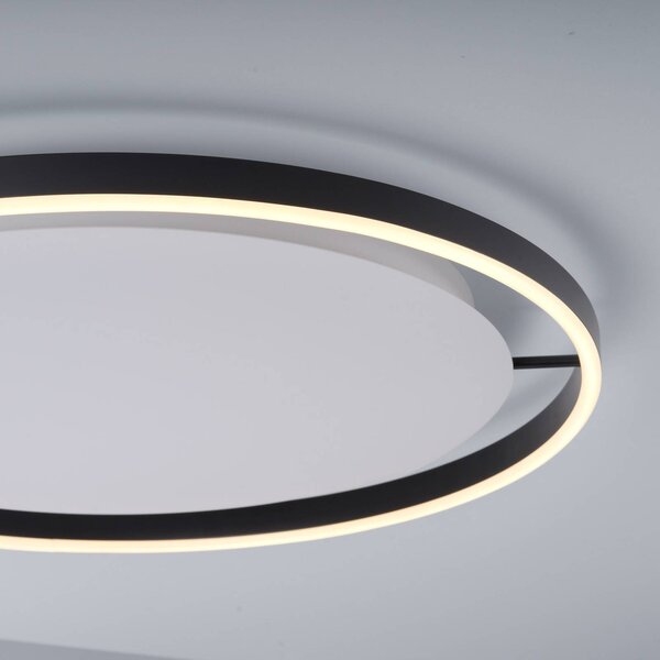 JUST LIGHT. GmbH Stropní svítidlo LED Ritus, Ø 58,5 cm, antracitová barva, stmívatelný, Černá, Obývací pokoj / jídelna, Hliník, Moderní