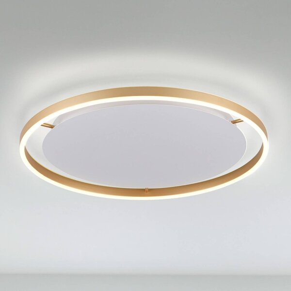 JUST LIGHT. GmbH LED stropní svítidlo Ritus, Ø 58,5 cm, matná mosaz, stmívatelný, Bronz / starožitná mosaz, Obývací pokoj / jídelna, Hliník, Moderní
