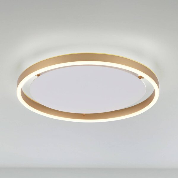 JUST LIGHT. GmbH LED stropní svítidlo Ritus, Ø 39,3 cm, matná mosaz, stmívatelný, Bronz / starožitná mosaz, Obývací pokoj / jídelna, Hliník, Moderní