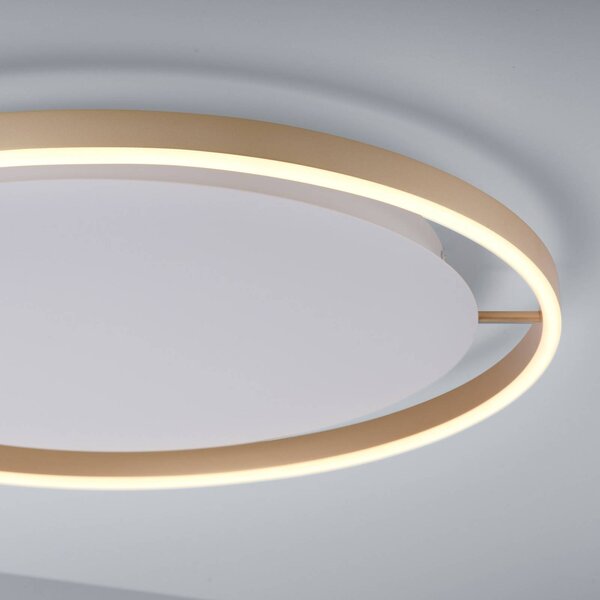 JUST LIGHT. GmbH LED stropní svítidlo Ritus, Ø 58,5 cm, matná mosaz, stmívatelný, Bronz / starožitná mosaz, Obývací pokoj / jídelna, Hliník, Moderní