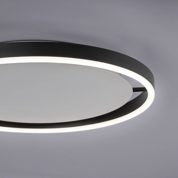 JUST LIGHT. GmbH Stropní svítidlo LED Ritus, Ø 39,3 cm, antracitová barva, stmívatelný, Černá, Obývací pokoj / jídelna, Hliník, Moderní