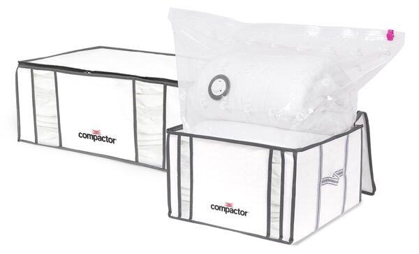 Sada vakuových úložných boxů Compactor Life, 1 x M 125 litrů, 1 x XXL 210 litrů